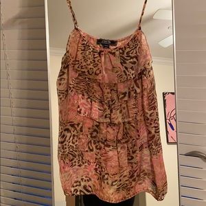 YA-DA leopard ruffled camisole